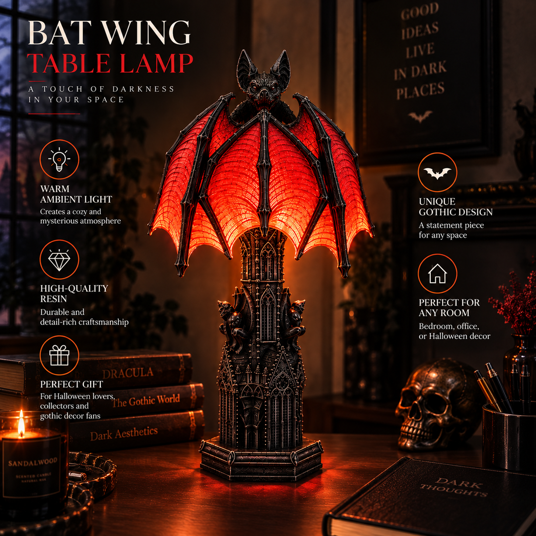 Bat Halloween Lamp By Aviner